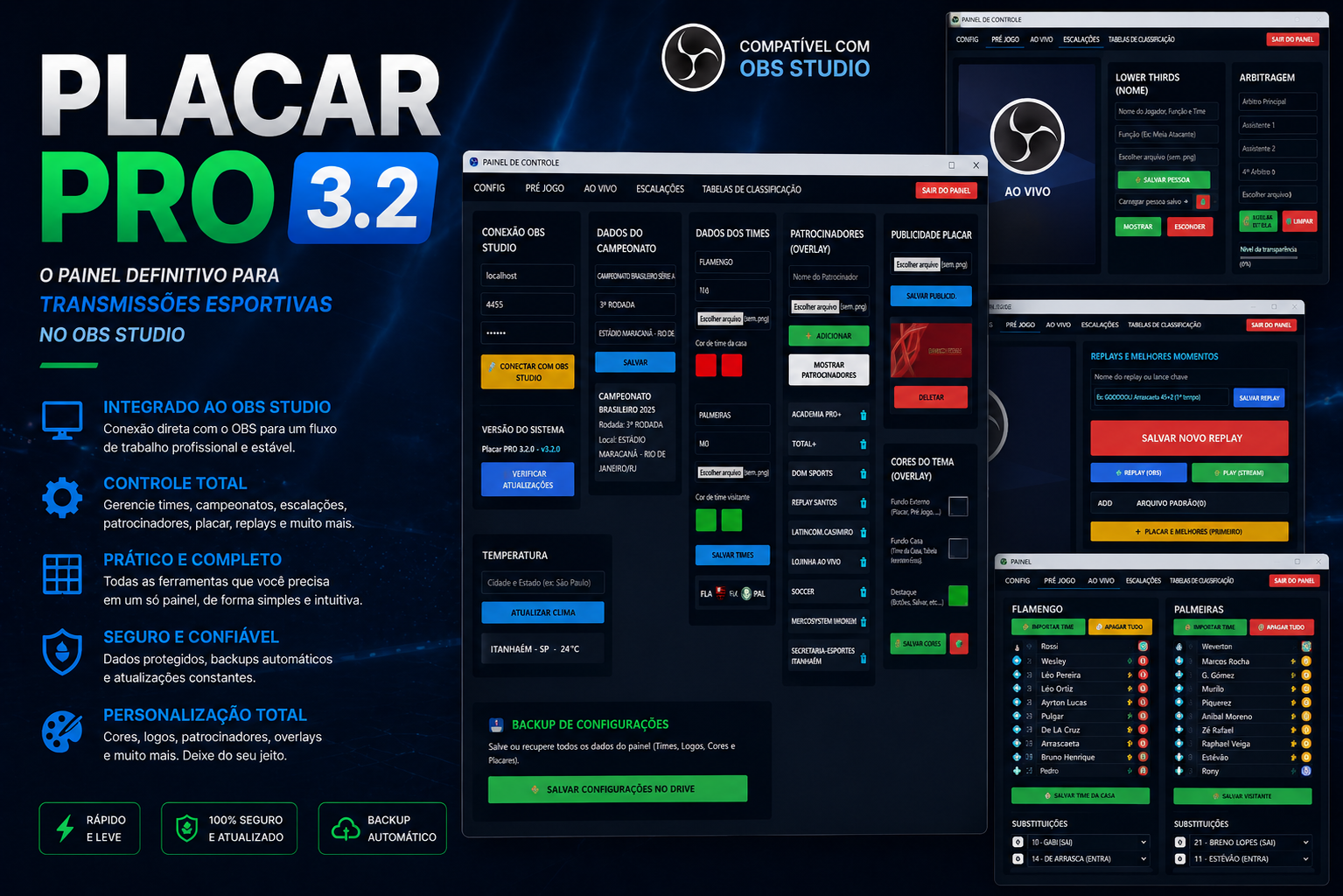 Interface do Placar PRO 3.2